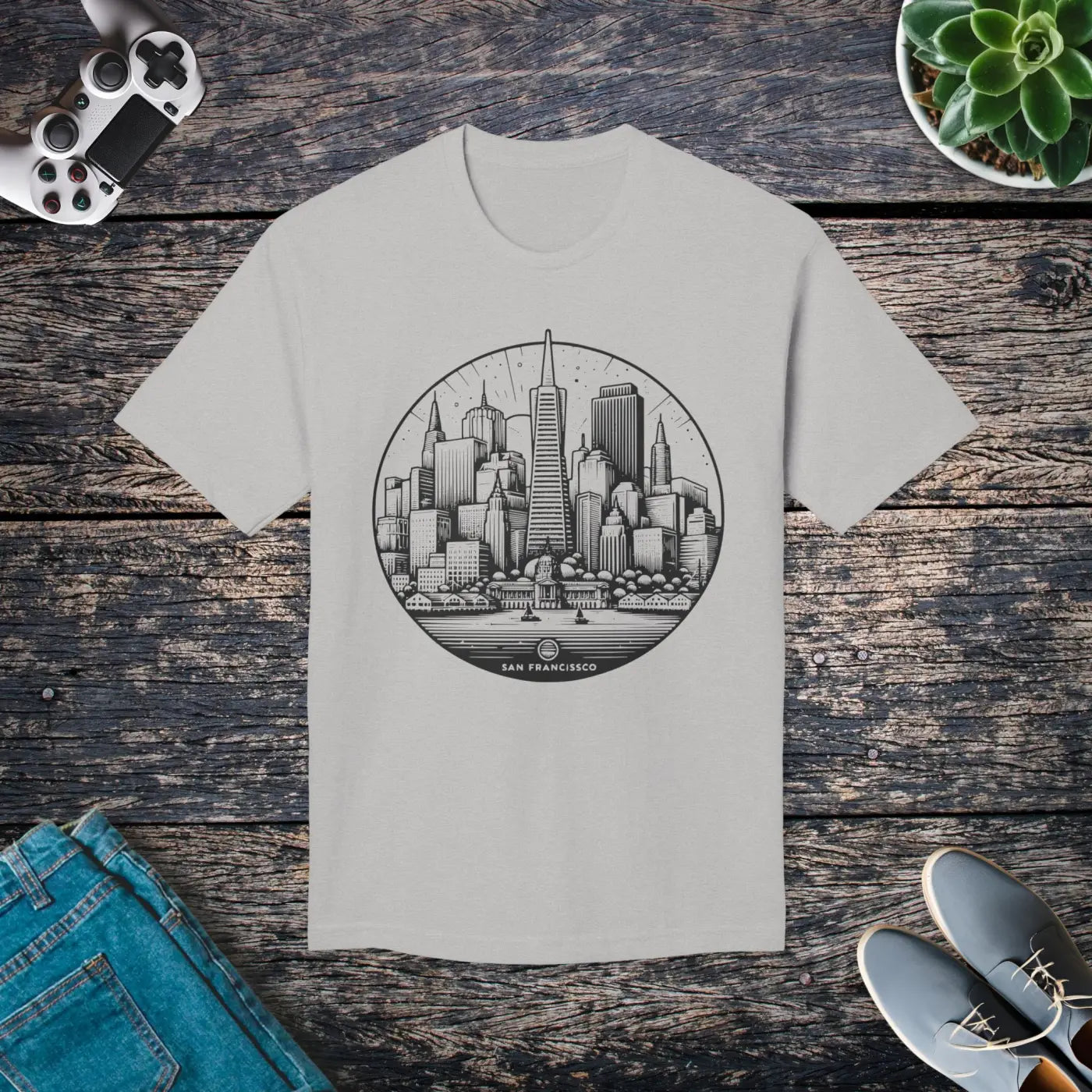 San Francisco City Skyline Cotton Tee - Eco-friendly - Dipaliz