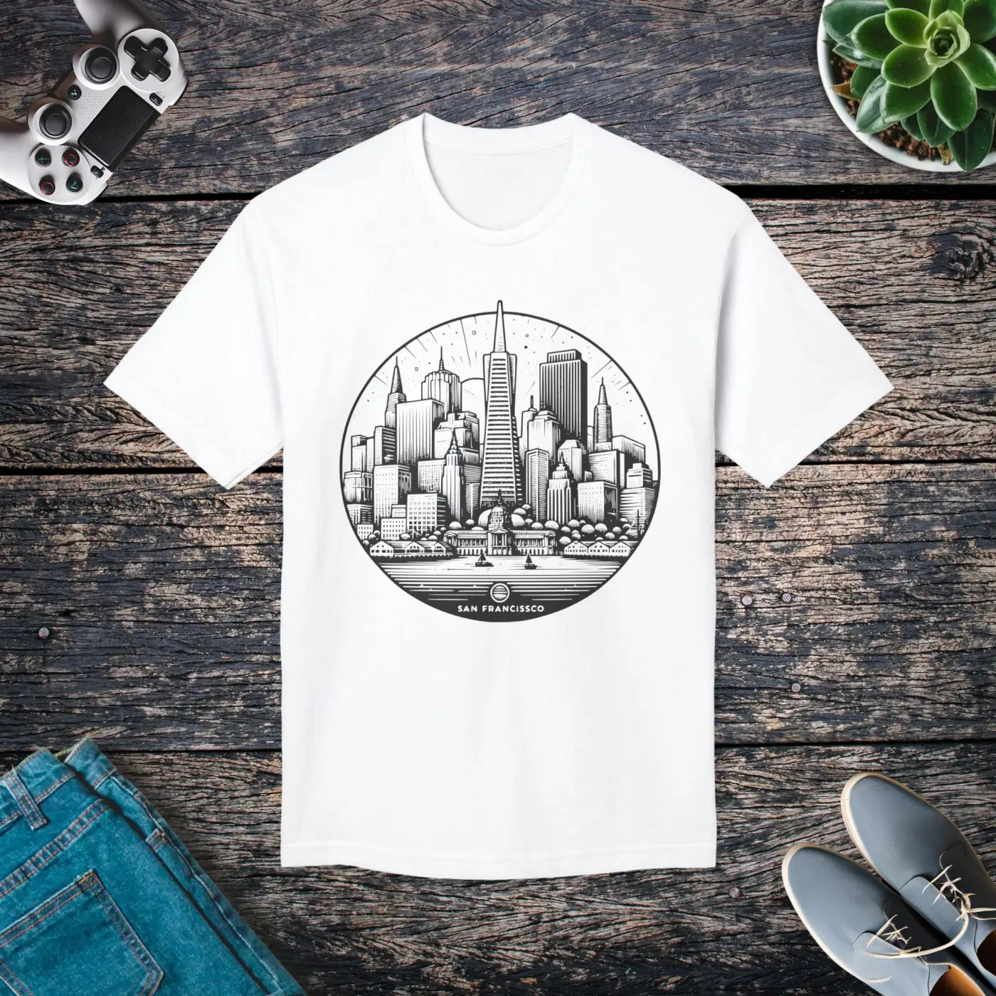 San Francisco City Skyline Cotton Tee - Eco-friendly - Dipaliz