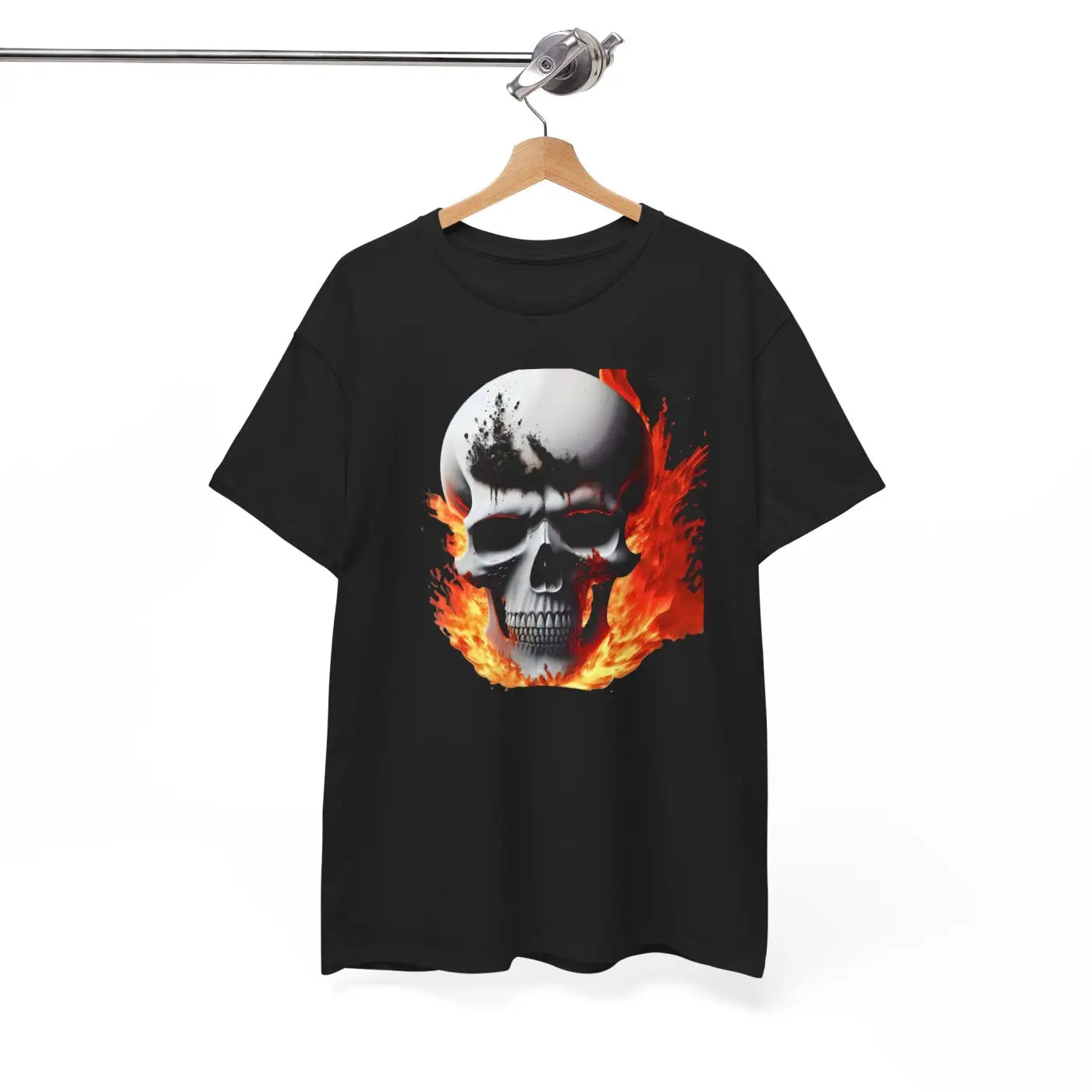 Skull on Fire Unisex Cotton Tee – Eco-friendly - Dipaliz