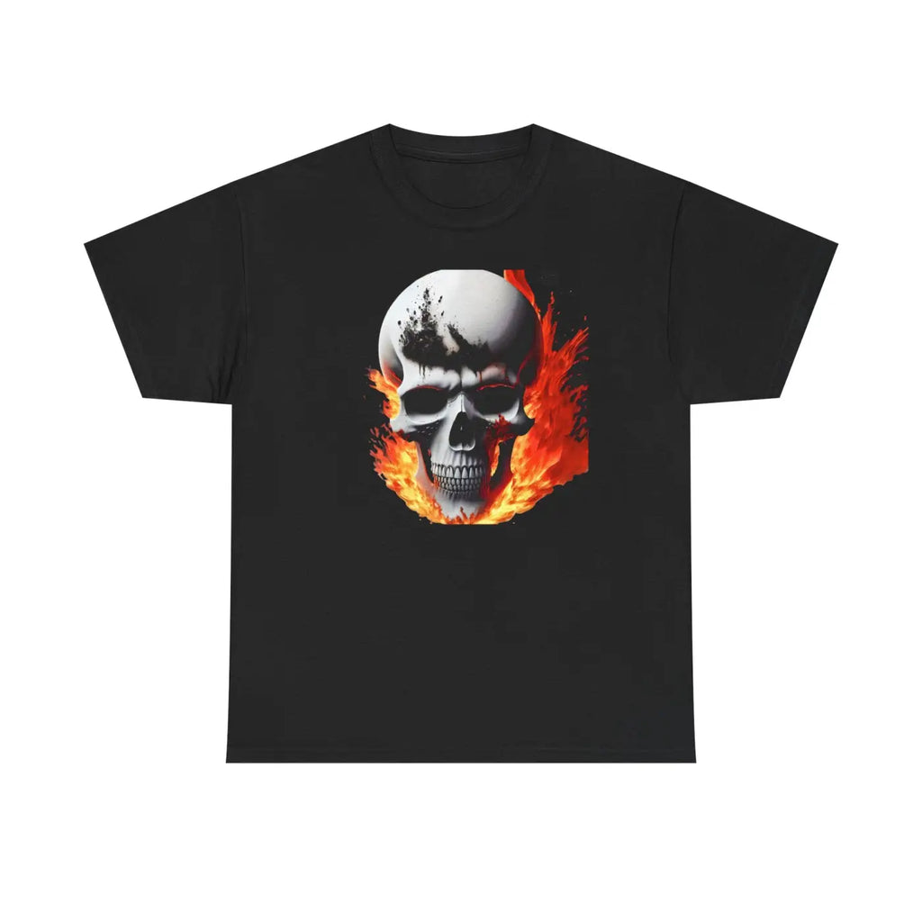 Skull on Fire Unisex Cotton Tee – Eco-friendly - Dipaliz