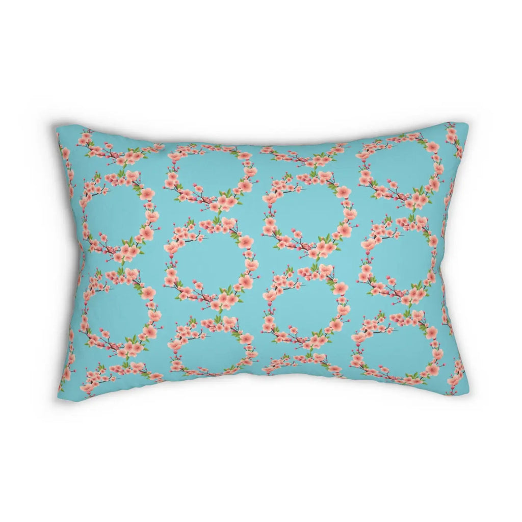 Blue Floral Polyester Lumbar Pillow – Eco-friendly - Dipaliz