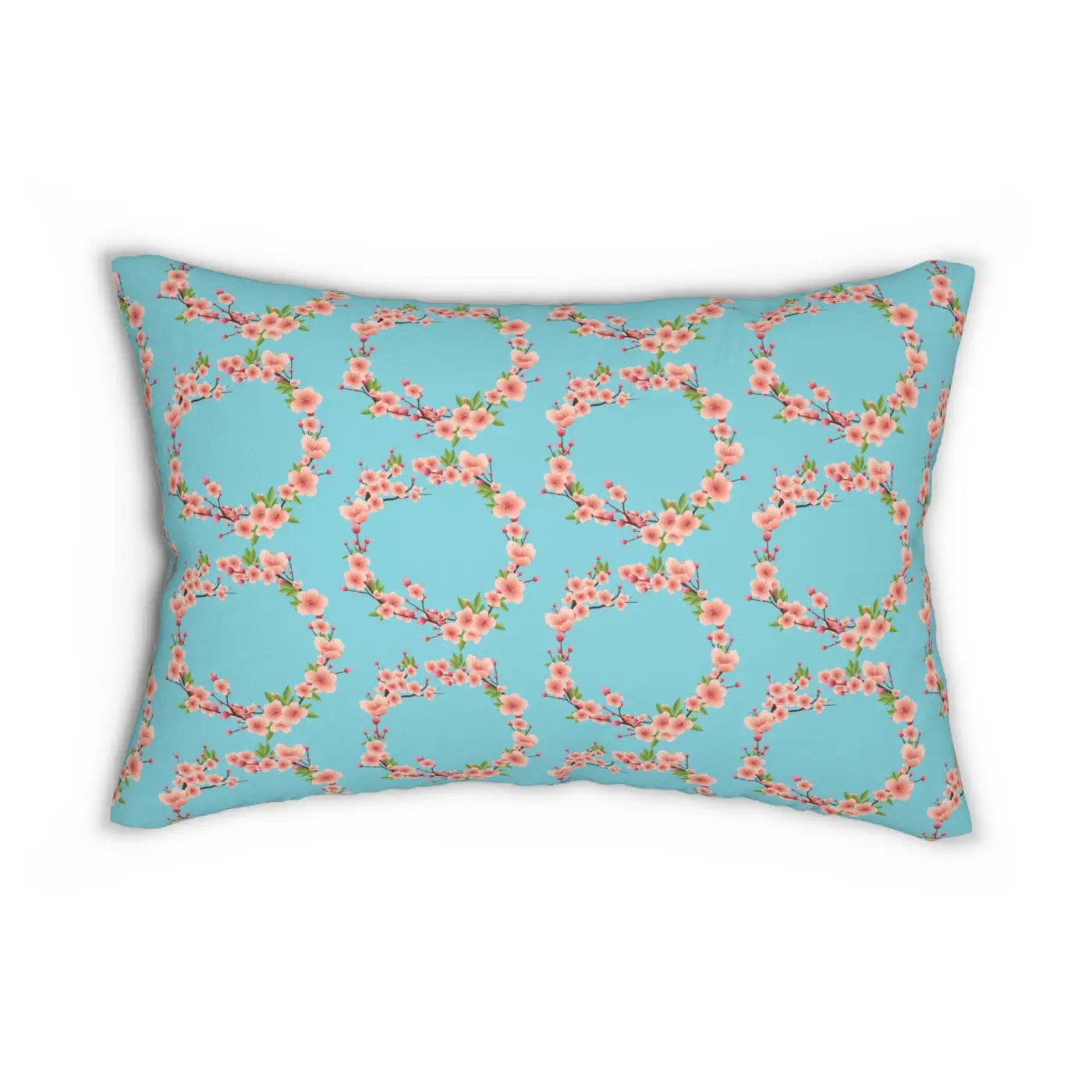 Blue Floral Polyester Lumbar Pillow – Eco-friendly - Dipaliz