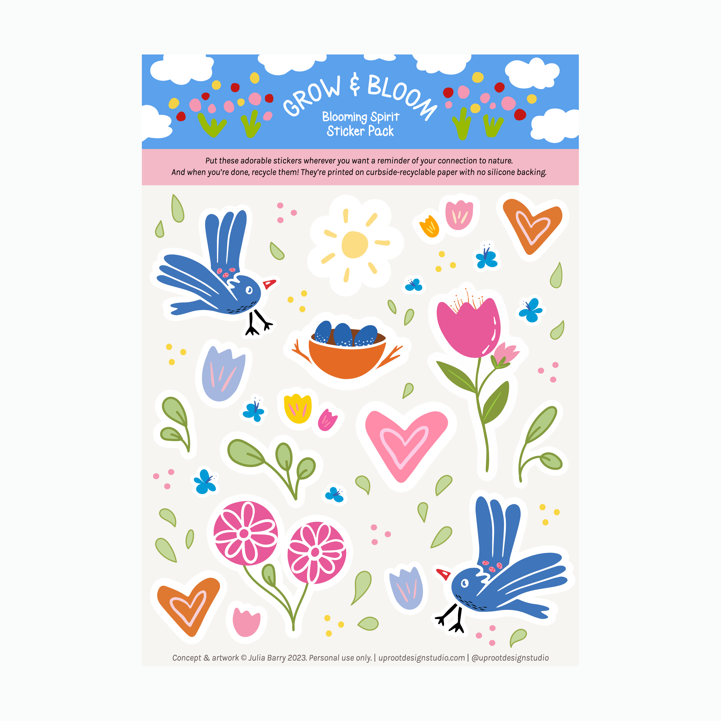 Sticker Sheet of Cute Eco Stickers (Assorted)