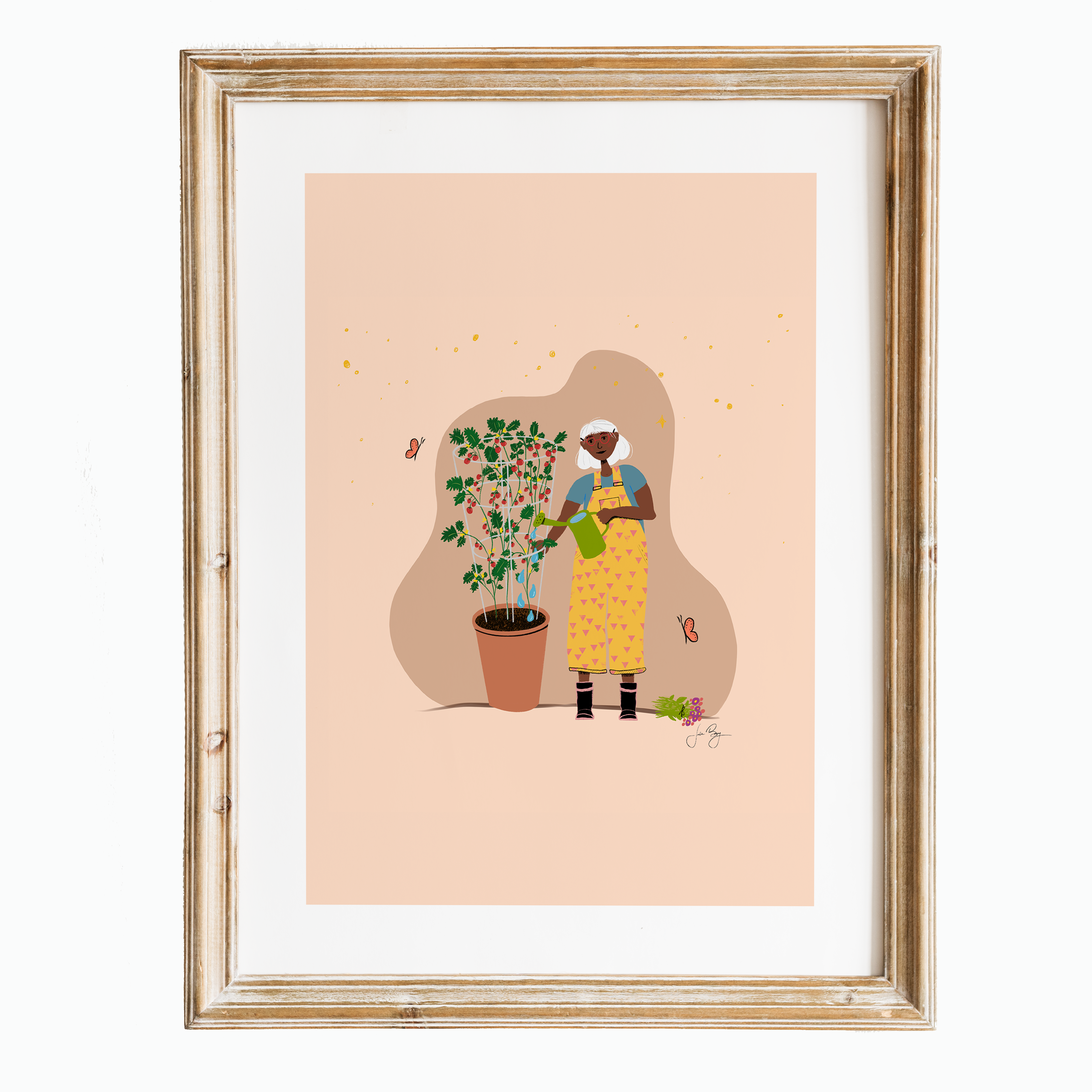 "Joyful Tomato Gardener" Colorful Eco-Art Print (Assorted Sizes)