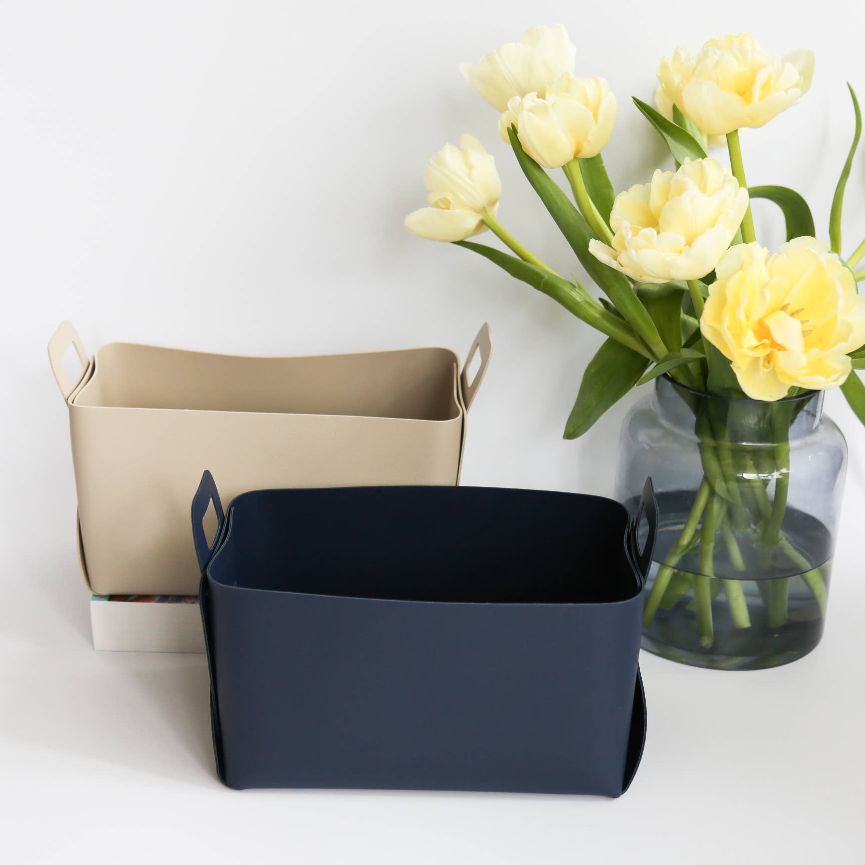 ZORA BOTANICA Vegan Leather Storage Basket, Medium