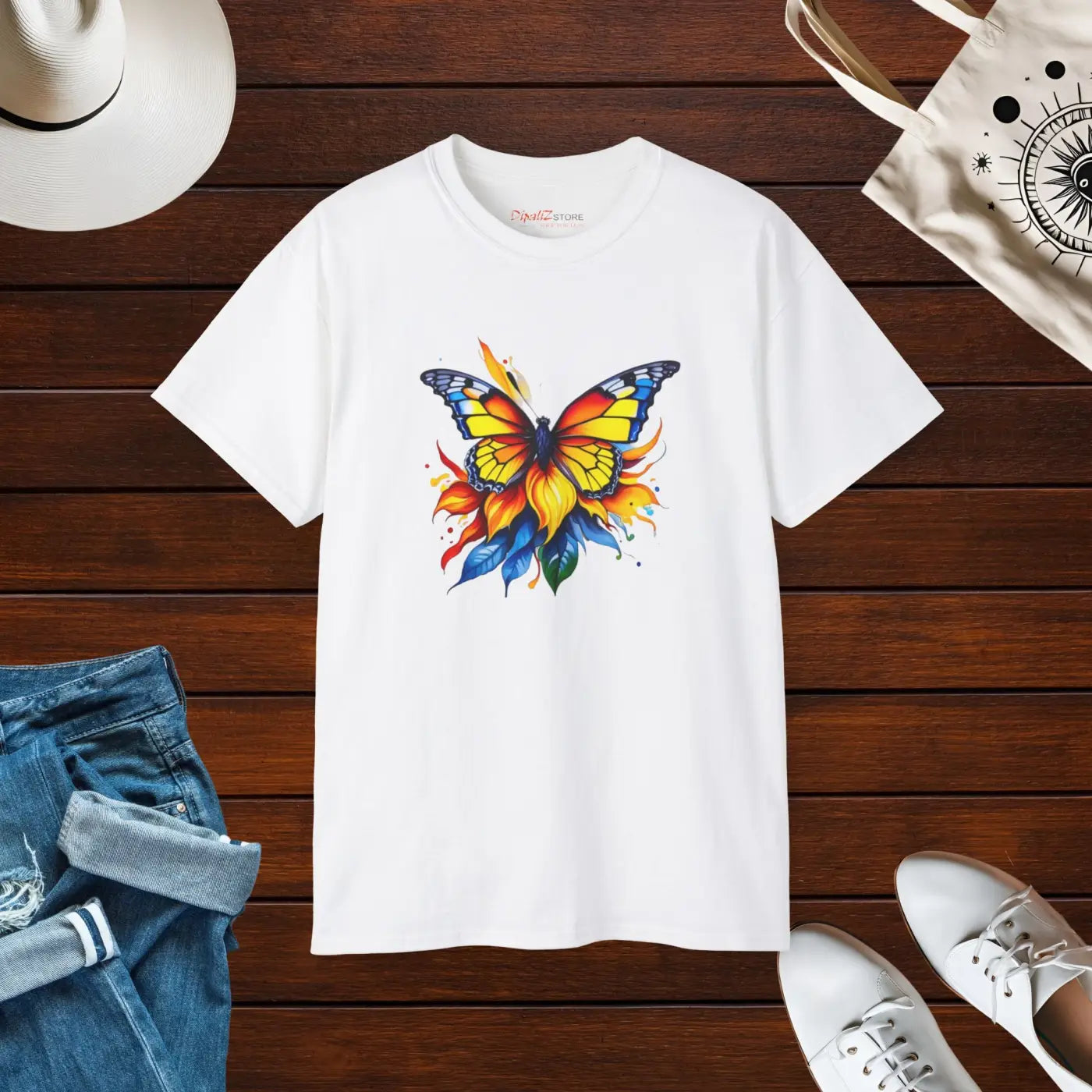 Butterfly Cotton Tee – Eco-friendly Women’s Clothing - Dipaliz