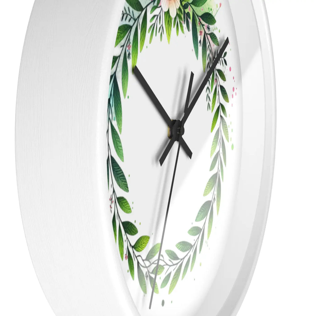 Floral Wreath Wall Clock – Eco-friendly Wood - Dipaliz