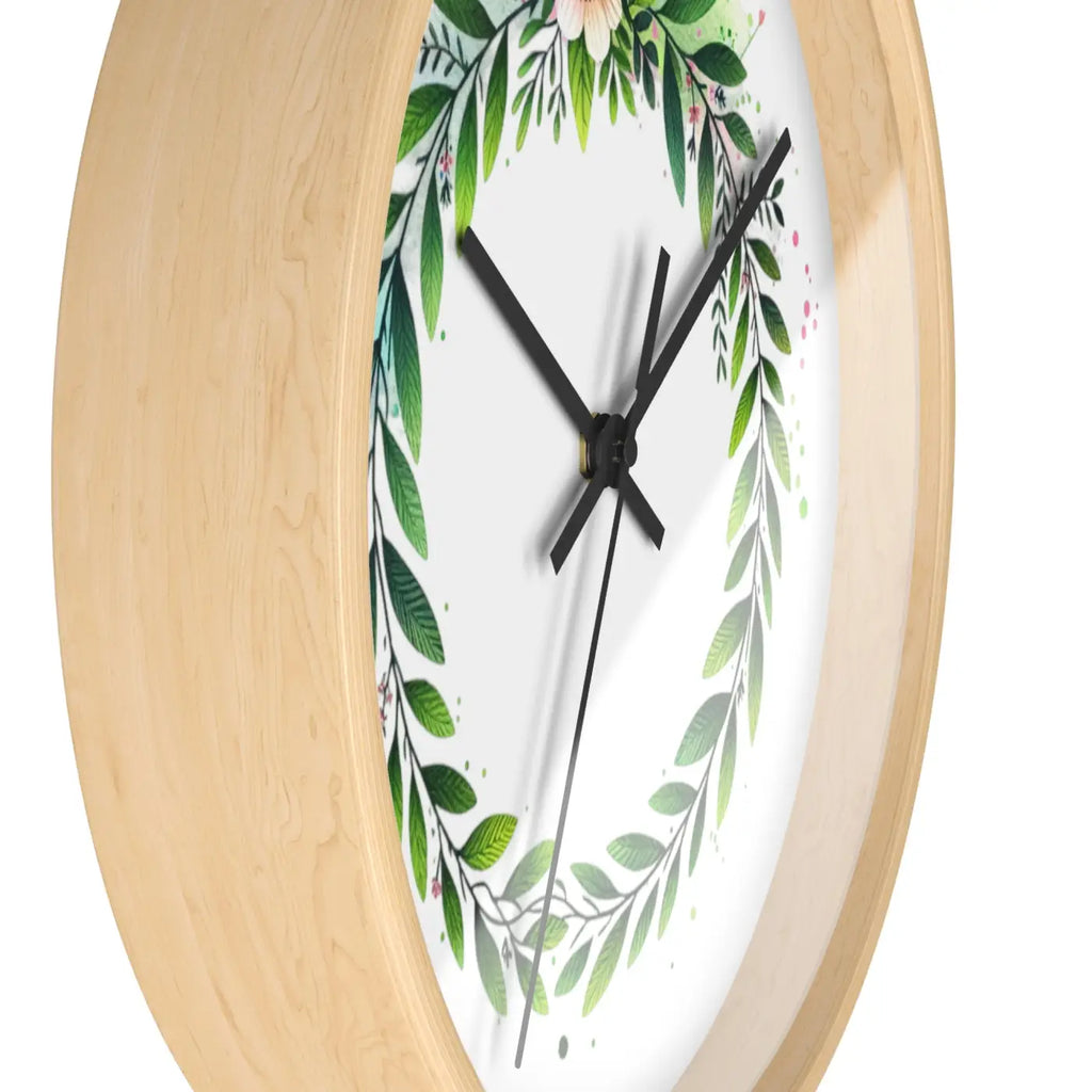 Floral Wreath Wall Clock – Eco-friendly Wood - Dipaliz