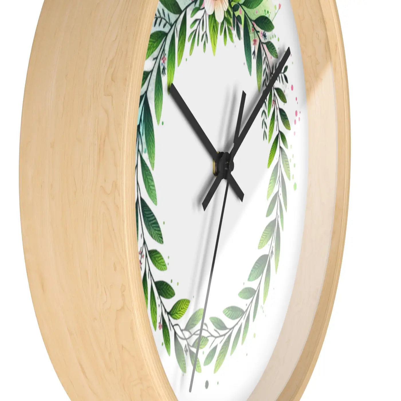 Floral Wreath Wall Clock – Eco-friendly Wood - Dipaliz