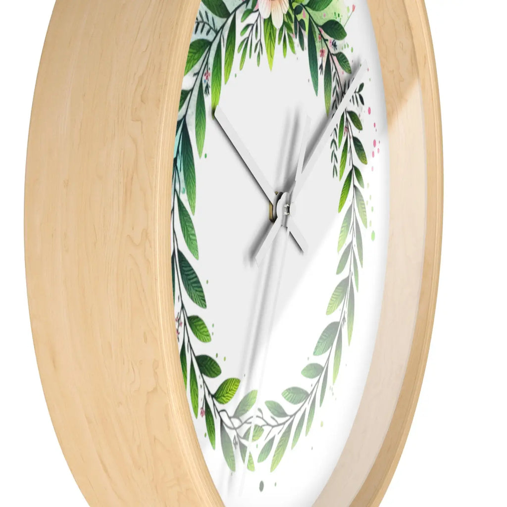 Floral Wreath Wall Clock – Eco-friendly Wood - Dipaliz