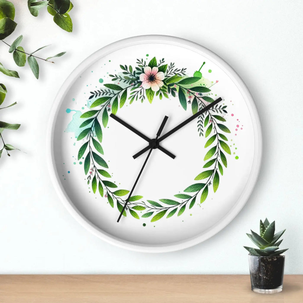 Floral Wreath Wall Clock – Eco-friendly Wood - Dipaliz