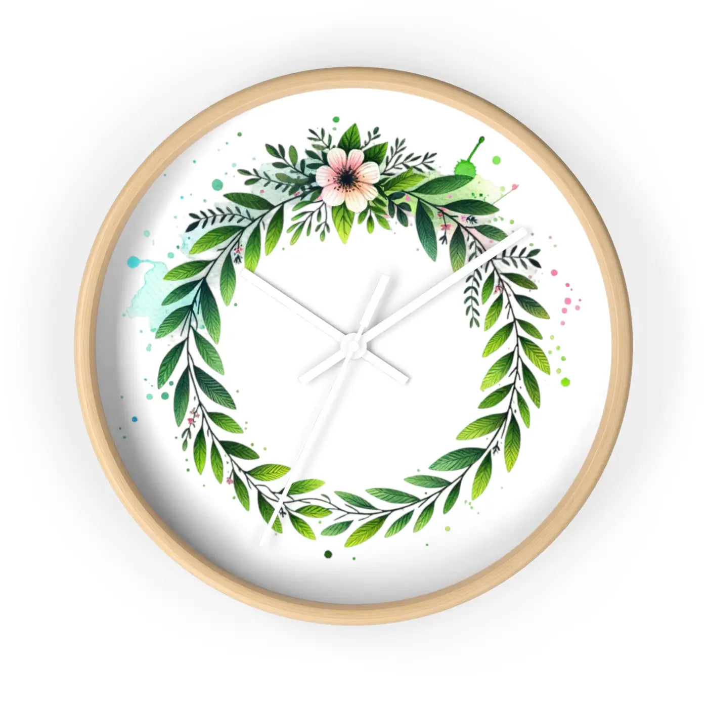Floral Wreath Wall Clock – Eco-friendly Wood - Dipaliz