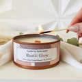 Rustic Glow Luxury Candle | 8oz Non-Toxic Soy Candle with Wooden Wick | Clean Burn