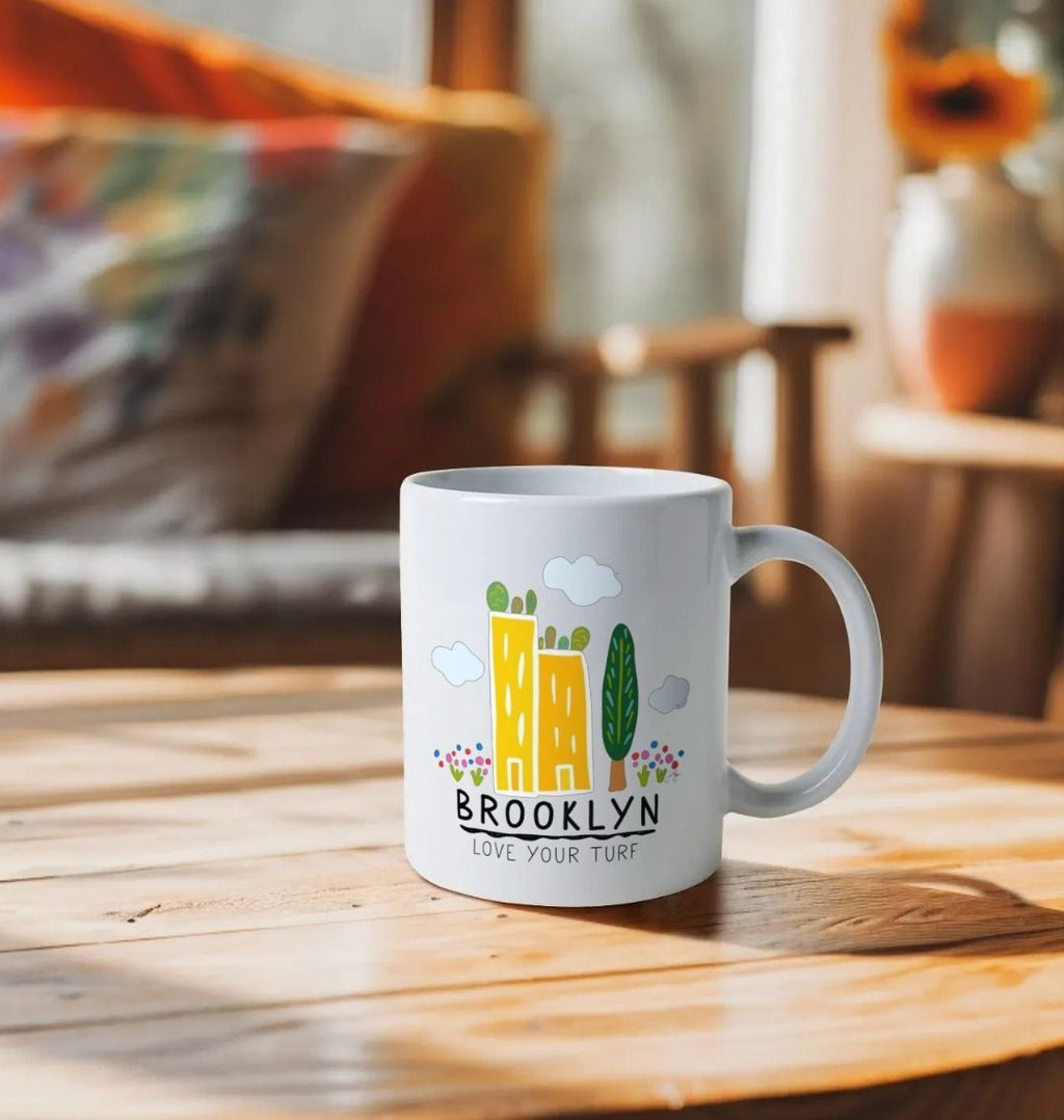 "Brooklyn - Love Your Turf" Green Cities White Mug (11 oz)